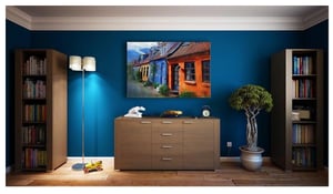 Photo caption: Decorative art follows color and design trends and is meant to match the decor of a room. Image by Ferenc Keresi from Pixabay. Painting over dresser in room blue wall