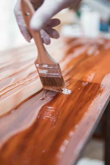 paintbrush varnish wood surface