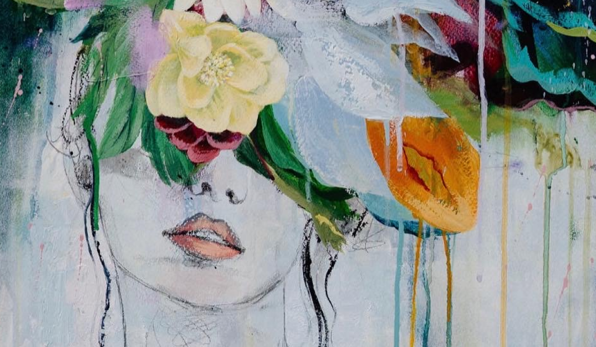 Paingn of woman with flowers