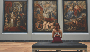 Women sitting in museum 